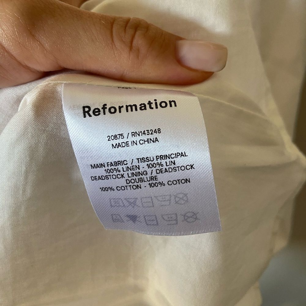 Reformation Winifred Linen Mini White Dress Tank Size 12 - Picture 6 of 7